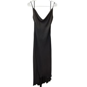 Vintage Be Smart Black Cowl Neck Slip Maxi Dress Size 11/12 Y2K